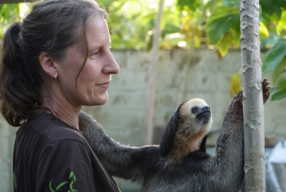 WTG Project Director Schrudde watches while an animal of which the fingers were cut off tries to get a grip